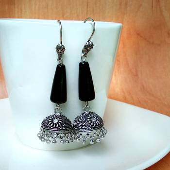 Black agate jhumkas 1