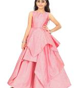 Kids Pink Long Gown Dress For Girls
