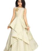 Kids White Cotton Silk Gown Dress 