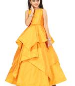 Kids  Yellow Cotton Silk Gown Dress