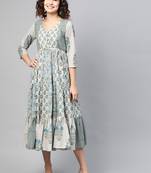 Grey printed cotton long-dresses