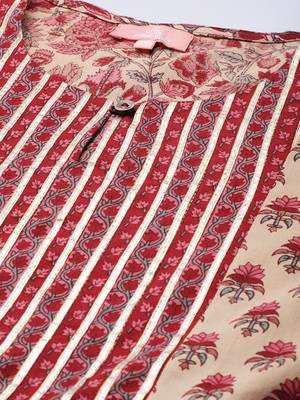 Maroon printed cotton long-dresses 5
