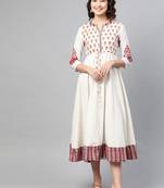 Off-white printed cotton long-dresses