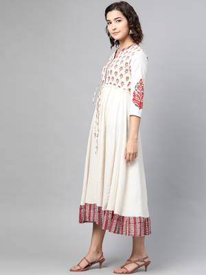 Off-white printed cotton long-dresses 3