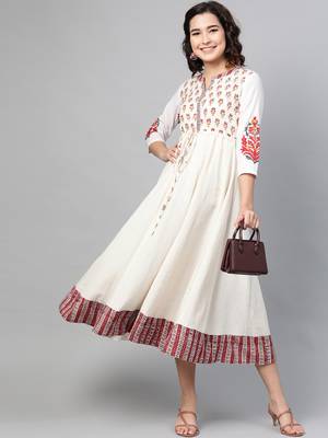 Off-white printed cotton long-dresses 4