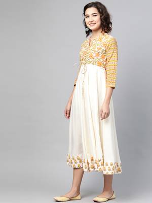 Off-white printed cotton long-dresses 3