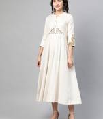 Off-white embroidered cotton long-dresses