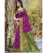Sangam Prints Purple Cotton Woven Work Traditional Saree