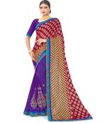 Sangam Prints Purple & Maroon Georgette Embroidery Work Traditional Saree