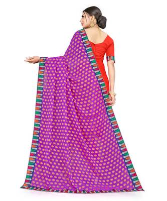 Sangam Prints Purple & Red Georgette Embroidery Work Traditional Saree 2