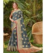Sangam Prints Grey Silk Woven Work Traditional Saree