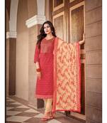 Carrot Red embroidery modal butti unstitch straight fit churidar salwar suits