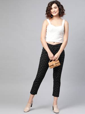 Black plain cotton trousers 4