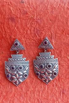 Indian Tradional Hand crafted silver look alike Brass Earrings for Women & Girls