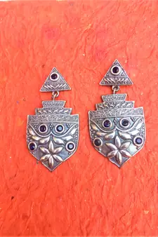Indian Tradional Hand crafted silver look alike Brass Earrings for Women & Girls