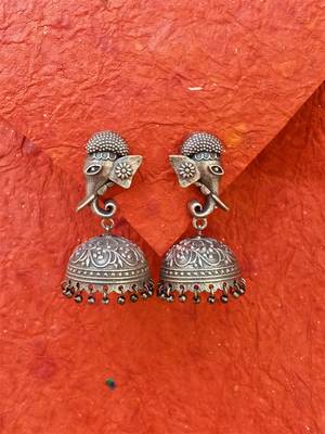 Indian Tradional Hand crafted silver look alike Brass Earrings for Women & Girls 1