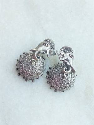 Indian Tradional Hand crafted silver look alike Brass Earrings for Women & Girls 2