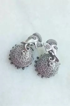 Indian Tradional Hand crafted silver look alike Brass Earrings for Women & Girls