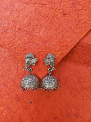 Indian Tradional Hand crafted silver look alike Brass Earrings for Women & Girls 4