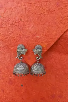 Indian Tradional Hand crafted silver look alike Brass Earrings for Women & Girls