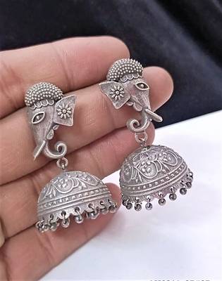 Indian Tradional Hand crafted silver look alike Brass Earrings for Women & Girls 5