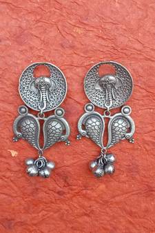 Indian Tradional Hand crafted silver look alike Brass Earrings for Women & Girls