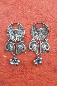 Indian Tradional Hand crafted silver look alike Brass Earrings for Women & Girls