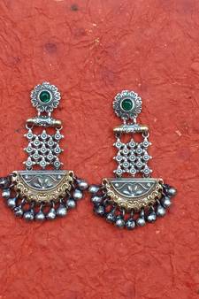 Indian Tradional Hand crafted silver look alike Brass Earrings for Women & Girls