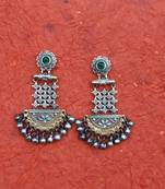 Indian Tradional Hand crafted silver look alike Brass Earrings for Women & Girls