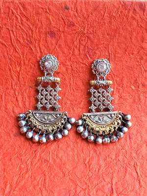 Indian Tradional Hand crafted silver look alike Brass Earrings for Women & Girls 1
