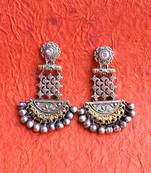 Indian Tradional Hand crafted silver look alike Brass Earrings for Women & Girls