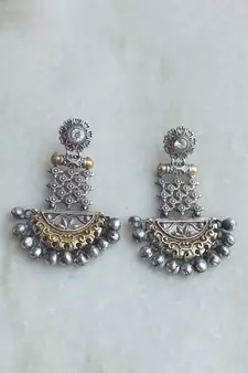 Indian Tradional Hand crafted silver look alike Brass Earrings for Women & Girls