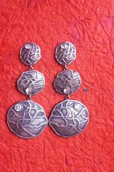 Indian Tradional Hand crafted silver look alike Brass Earrings for Women & Girls
