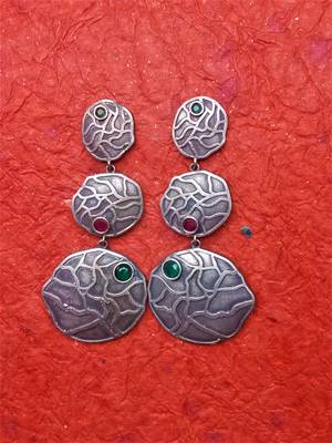 Indian Tradional Hand crafted silver look alike Brass Earrings for Women & Girls 1
