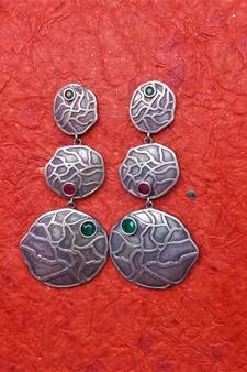 Indian Tradional Hand crafted silver look alike Brass Earrings for Women & Girls