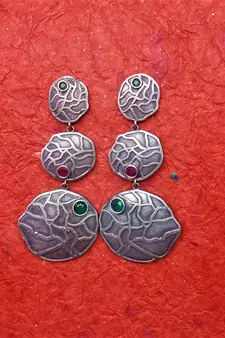 Indian Tradional Hand crafted silver look alike Brass Earrings for Women & Girls