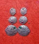 Indian Tradional Hand crafted silver look alike Brass Earrings for Women & Girls