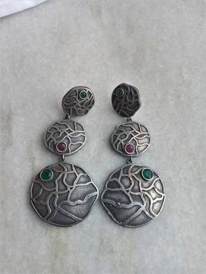 Indian Tradional Hand crafted silver look alike Brass Earrings for Women & Girls 3