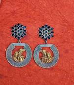 Indian Tradional Hand crafted Silver look alike Dual tone Brass Earrings for Women & Girls