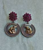 Indian Tradional Hand crafted Silver look alike Dual tone Brass Earrings for Women & Girls