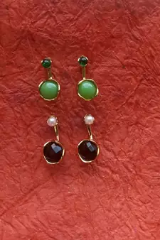 Fashion 2 Pair  of Gold plated AD  Earrings
