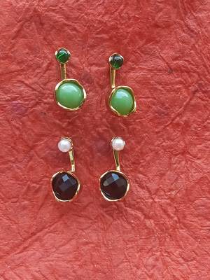 Fashion 2 Pair  of Gold plated AD  Earrings 3