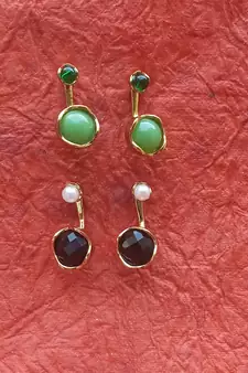 Fashion 2 Pair  of Gold plated AD  Earrings