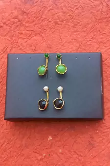Fashion 2 Pair  of Gold plated AD  Earrings