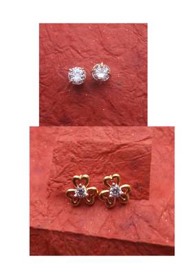 Fashion 2 pair of Gold plated, American diamond   Earrings 1