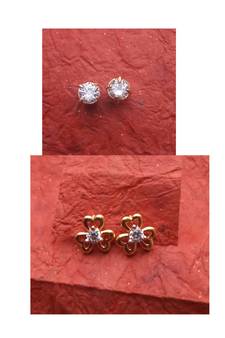 Fashion 2 pair of Gold plated, American diamond   Earrings