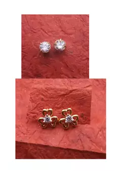 Fashion 2 pair of Gold plated, American diamond   Earrings