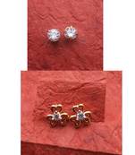 Fashion 2 pair of Gold plated, American diamond   Earrings