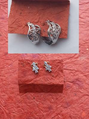Fashion 2pair of Gold plated, American diamond Earrings 1