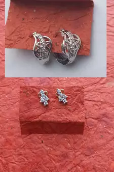 Fashion 2pair of Gold plated, American diamond Earrings